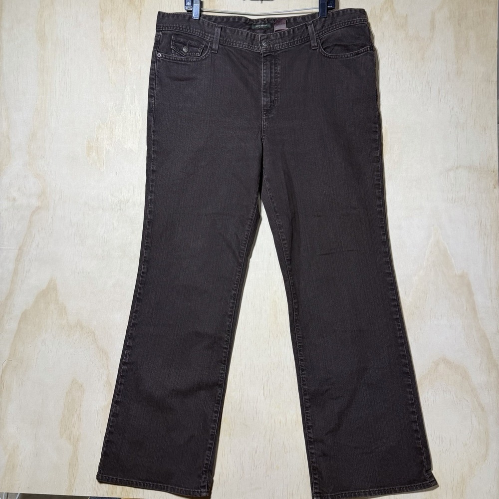 Eddie Bauer Brown Bootcut Jeans Women's Size 18 Stretch Mid Rise Denim Pants